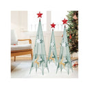 Set Of 3 Tower Shaped Christmas Trees With Removable Star Toppers