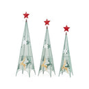 Set Of 3 Tower Shaped Christmas Trees With Removable Star Toppers