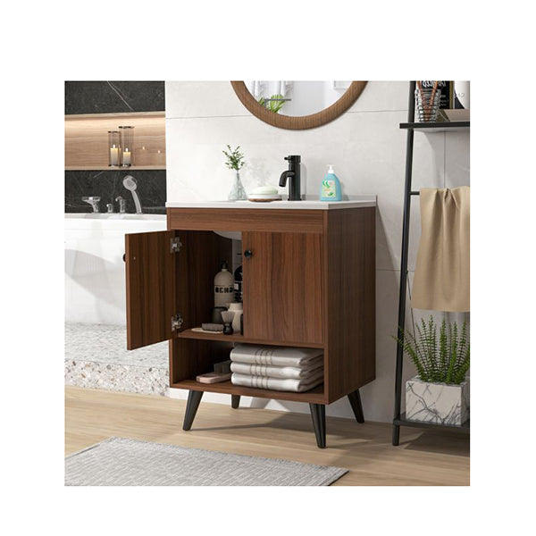 Bathroom Vanity Sink Combo With Doors And Open Shelf