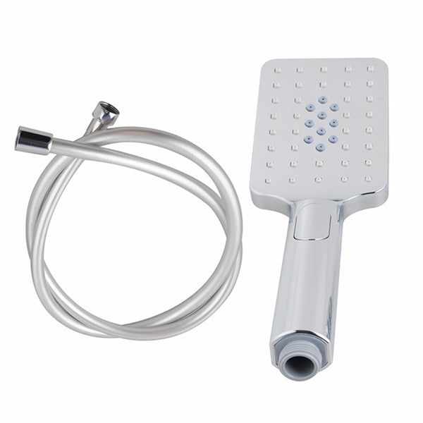 3 Modes Handheld Shower Head With Pvc Water Hose Square Chrome