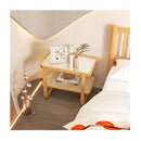 2 Tier Bamboo Side Table With Glass Top And Pe Rattan Shelf