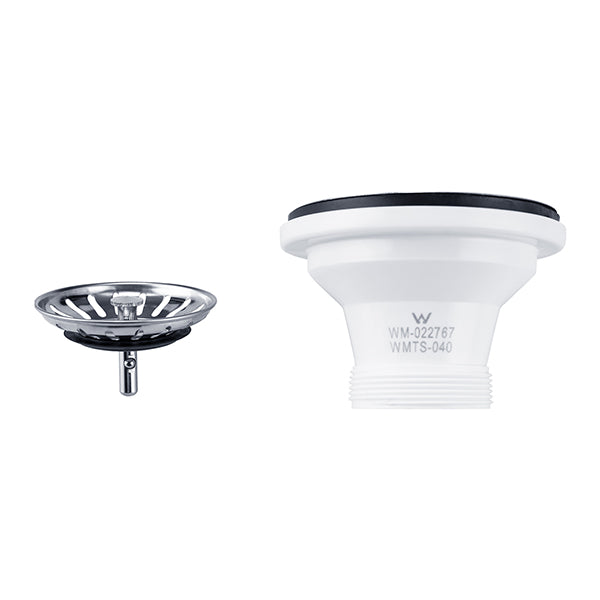 Kitchen Sink Drainer Waste Plug Basket With Stopper Stainless Steel