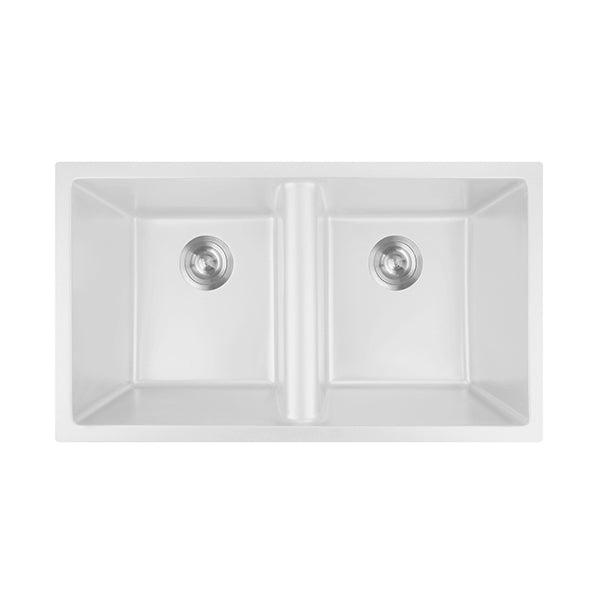 838X476X241Mm Quartz Stone Kitchen Sink Double Bowls White