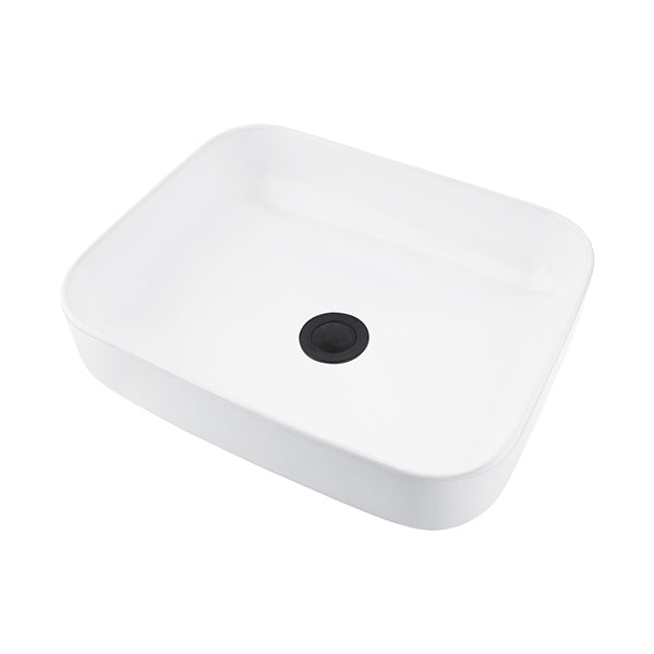 White Bathroom Sinks Ceramic Basin Bowl With Black Pop Up Waste