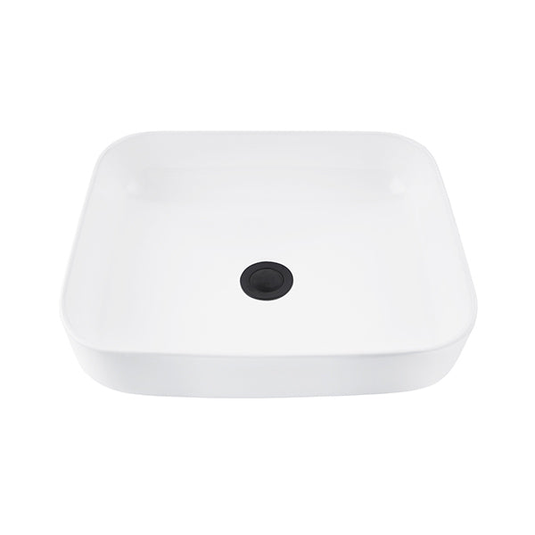 White Bathroom Sinks Ceramic Basin Bowl With Black Pop Up Waste