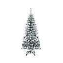 135Cm Artificial Pencil Unlit Snow Flocked Hinged Pine Christmas Tree