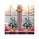Set Of 2 Pre Lit Snow Flocked Tabletop Christmas Tree