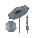 Solar Powered Led Lighted Patio Umbrella With Tilt And Crank