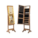 Standing Jewelry Armoire Organizer With Full Length Mirror