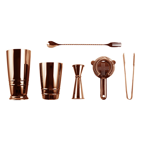 Boston 5Pcs Set Copper Cocktail Shaker Maker Set Strainer Bartender