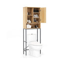 Over The Toilet Storage Cabinet With Rattan Doors And Shelves