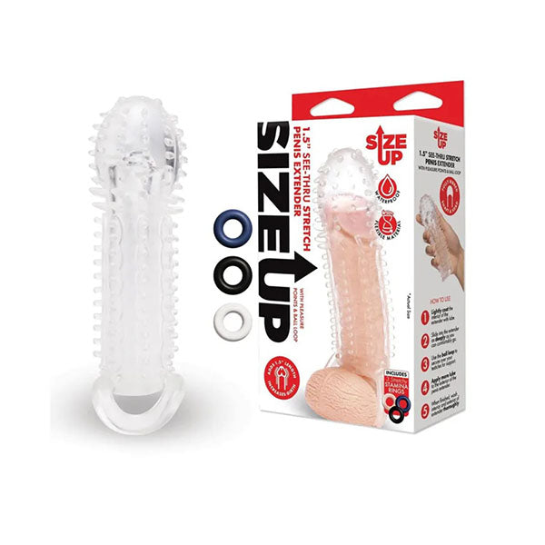 Size Up See Thru Stretch Penis Extender Clear Penis Extension Sleeve
