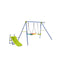 4 In 1 Swing Set Metal Playset With Slide Basketball Hoop