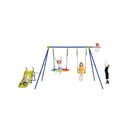 4 In 1 Swing Set Metal Playset With Slide Basketball Hoop