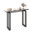 110Cm Faux Marble Console Table With Sturdy Metal Legs