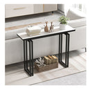 110Cm Faux Marble Console Table With Sturdy Metal Legs