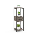 2 Pack 3 Tier Tall Metal Plant Stand With Drawer Grey