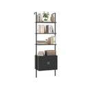 5 Tier Wall Mount Ladder Bookcase With Cabinet