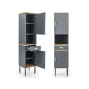 Tall Slim Bathroom Cabinet With Open Compartment And Drawer