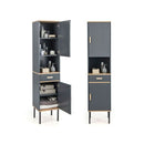 Tall Slim Bathroom Cabinet With Open Compartment And Drawer