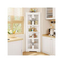 Tall Space Saving Triangular Bathroom Corner Cabinet With Glass Doors