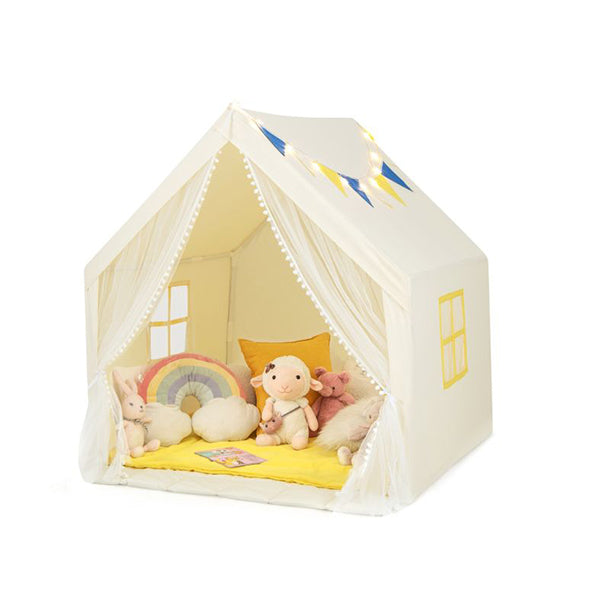 Large Play Tent With Washable Cotton Mat And Star Lights For Kids