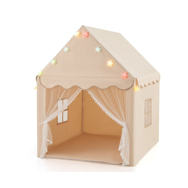 Kids Playhouse Tent With Washable Mat For Boys And Girls Beige