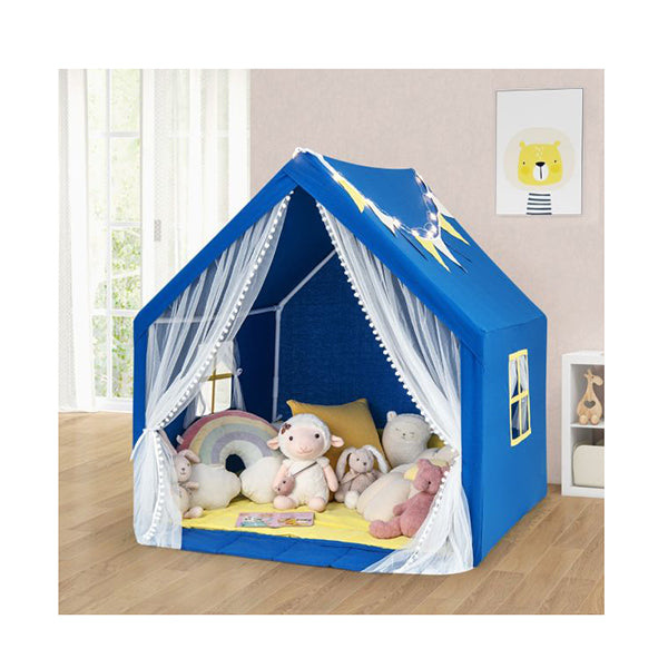 Large Play Tent With Washable Cotton Mat And Star Lights For Kids