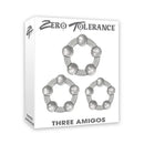 Zero Tolerance Three Amigos Clear Cock Rings Set Of 3