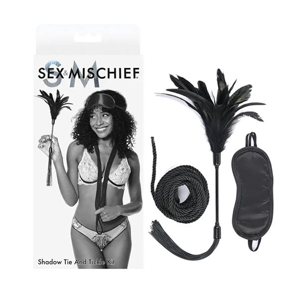 Sex And Mischief Shadow Tie And Tickle Black Beginners Bondage Kit
