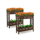 2 Pieces 2 Tier Wooden Raised Garden Bed Elevated Planter Bed