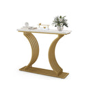 100Cm Modern Console Table With White Faux Marble Tabletop