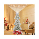 180 Cm Artificial Xmas Tree With Snowflake Topper And Projection Light
