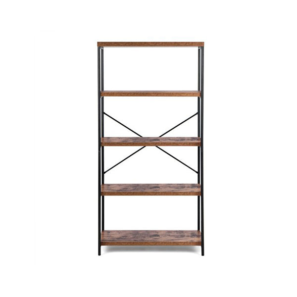Industrial Wood Bookcase With Metal Frame And Anti Toppling Device