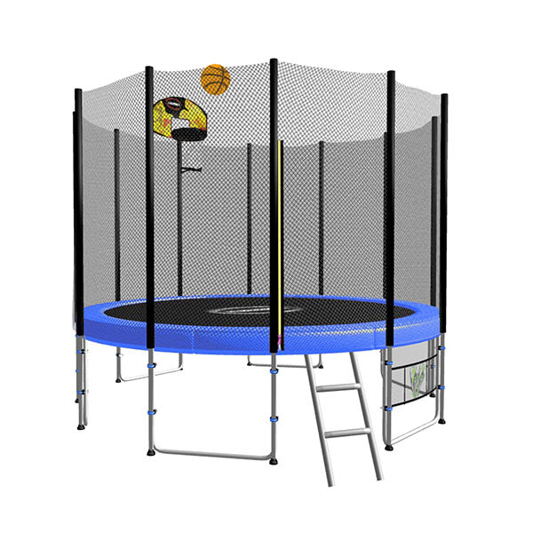Blizzard 8ft Trampoline Blue with Basketball Set