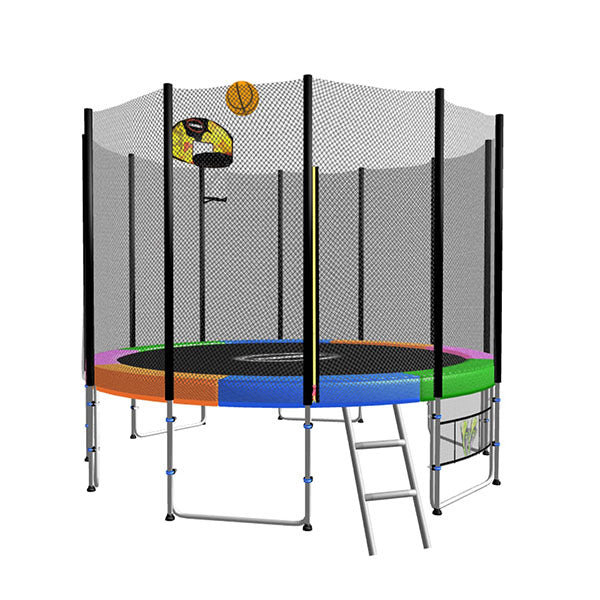 Blizzard 8ft Trampoline Rainbow with Basketball Set