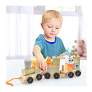 3 Section Wooden Train Set With Stackable Building Blocks