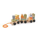 3 Section Wooden Train Set With Stackable Building Blocks