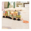 3 Section Wooden Train Set With Stackable Building Blocks