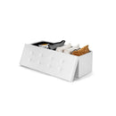 Tufted Faux Leather Folding Storage Ottoman Bench White