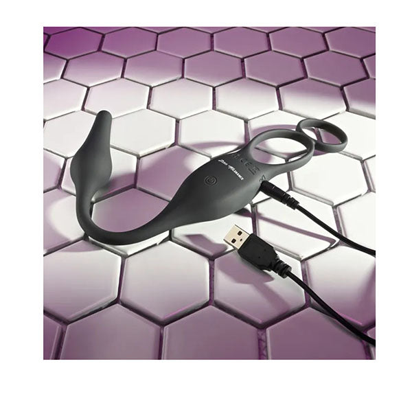 Zero Tolerance Plug And Tug Black Vibrating Cock Ring With Anal Plug