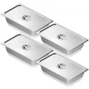 4 Pack Hotel Pans, Full Size Anti-Jam Steam Pan with Lid, 0.8mm Thick Stainless Steel Steam Table Pan, 4-Inch Deep Commercial Table Pan, Catering Storage Food Pan, for Industrial & Scientific