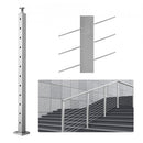Cable Railing Post, 42" x 2" x 2" Steel 30° Angled Hole Stair Railing Post, 12 Pre-Drilled Holes, SUS304 Stainless Steel Cable Rail Post with Horizontal and Curved Bracket, 1-Pack, Silver, 106.7*5*5 cm
