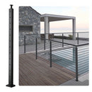 Cable Railing Post, 42" x 1" x 2" Steel L-Shaped Hole Corner Railing Post, 12 Pre-Drilled Holes, SUS304 Stainless Steel Cable Rail Post with Horizontal and Curved Bracket, 1-Pack, Black, 106.7*2.5*5 cm