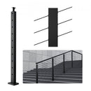 Cable Railing Post, 36" x 1" x 2" Steel 30° Angled Hole Stair Railing Post, 10 Pre-Drilled Holes, SUS304 Stainless Steel Cable Rail Post with Horizontal and Curved Bracket, 1-Pack, Black, 91.4*2.5*5 cm