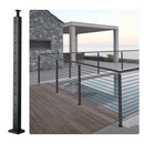 Cable Railing Post, 36" x 1" x 2" Steel L-Shaped Hole Corner Railing Post, 10 Pre-Drilled Holes, SUS304 Stainless Steel Cable Rail Post with Horizontal and Curved Bracket, 1-Pack, Black ,91.4*2.5*5 cm