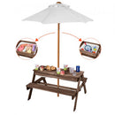 Picnic Table Wooden Tables and Bench Set Umbrella Garden Indoor Outdoor