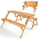 2-in-1 Transforming Interchangeable Picnic Table Wooden Table Bench Set