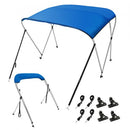 3 Bow Bimini Top Boat Cover, 900D Polyester Canopy with 1" Aluminum Alloy Frame, Waterproof and Sun Shade, Includes Storage Boot, 2 Support Poles, 4 Straps, 6'L x 46"H x 54"-60"W, Pacific Blue
