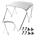 3 Bow Bimini Top Boat Cover, 900D Polyester Canopy with 1" Aluminum Alloy Frame, Waterproof and Sun Shade, Includes Storage Boot, 2 Support Poles, 4 Straps, 6'L x 46"H x 67"-72"W, Light Grey